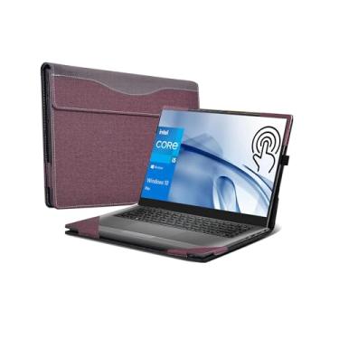 Imagem de Capa de laptop para laptop Dell Inspiron 7430 14 Plus 7420 7425 e Inspiron 14 Pro 5420 5430 5425, capa completa com proteção contra quedas, capa de bolso interno de couro PU de 14 polegadas (vinho