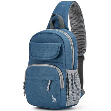 Imagem de OIWAS Mochila tiracolo para homens, mochila com alça única, mochila de caminhada, bolsa de peito para mulheres, Azul, Large, Clássico