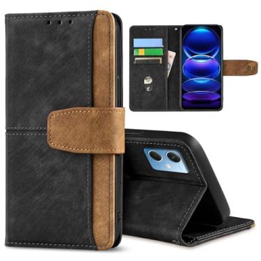 Imagem de GANGANPRO Coldre de couro para celular executivo para Xiaomi Redmi 12 4G/5G/mi Note 12R/Poco M6 Pro, capa flip antiderrapante resistente a arranhões com suporte para cartão, capa carteira com suporte