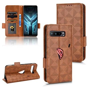 Imagem de Kukoufey Capa para Asus ROG Phone 3 I003DD / ROG Phone III Strix ZS661KS Capa de couro com suporte flip, capa para Asus ROG Phone III ZS661KS capa de couro, capa para Asus ROG Phone III capa marrom