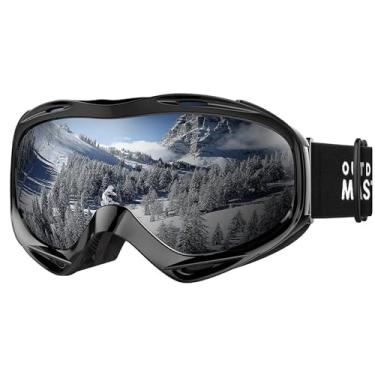 Imagem de OutdoorMaster Óculos de esqui OTG - Óculos de esqui/snowboard para homens, mulheres e jovens - 100% de proteção UV (armação preta + lente 10% cinza VLT com REVO prata)