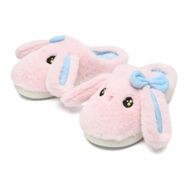 Imagem de NZFUN Pantufas de coelho para mulheres e homens, lindo laço felpudo, fofo, confortável, desenho animado, feminino, coelho peludo, almofada de nuvem para casa, quarto, casa, casa, casa, para uso