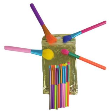Imagem de Pincel Kit 15 peças Neon Maquiagem Colorido Portatil MakeUp Profission