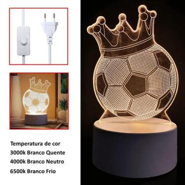 Imagem de Luminária Efeito 3D LED 3 Cores Bola De Futebol EB61001 - EMBU LED