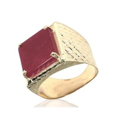 Imagem de Anel ouro 18k Comendador Pedra Jade Vermelha - Elegancy Joias, 26