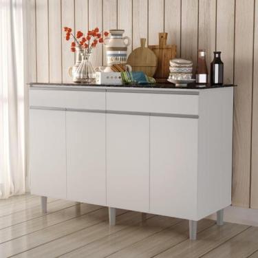 Imagem de BALCÃO BUFFET PLUS. ALTO 4 PORTAS + 2 GAVETAS PUXADORES EM ALUMÍNIO CO