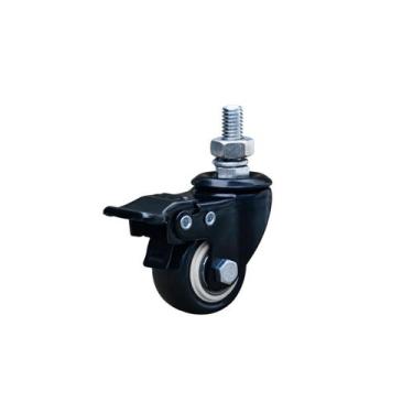 Imagem de Rodízio Preto Com Freio 50mm Fixação Parafuso Rolamento Duplo - Ajax, 