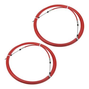 Imagem de Motoforti 2 peças 7,9 m 8 metros 315 polegadas Marine Type 3300 / 33C cabo caixa de controle remoto de mudança do acelerador para Yamaha motor de popa barco motor de direção vermelho