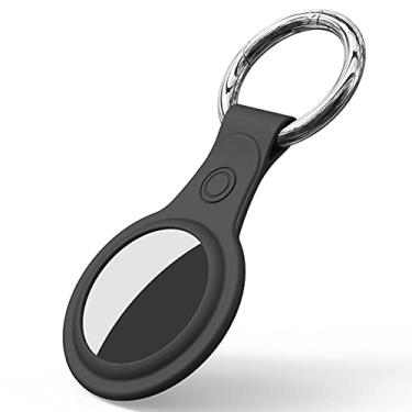 Imagem de Capa de silicone macio compatível com AirTag 2021 capa protetora antiarranhões leve com chaveiro para AirTags, porta-chaves AEZUNI - preta