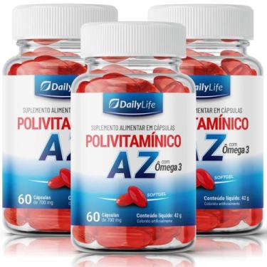 Imagem de Kit 3x Suplemento Polivitamínico AZ com Ômega 3 - 60 Cápsulas Softgel,