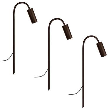 Imagem de Kit 3 Luminárias Balizador Chão Jardim Escada Marrom 50Cm