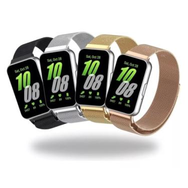 Imagem de Kit 4 Pulseiras Aço Metal Milanese Compatível com Samsung Galaxy Fit3 (Preto/Dourado/Prata/Rosê)