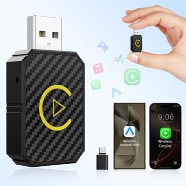 Imagem de Mini adaptador automotivo sem fio CarPlay e sem fio Android 2024 para iPhone/Android, Dongle sem fio Carplay Plug and Play de baixa latência converte com fio para carro sem fio para carros 2016+