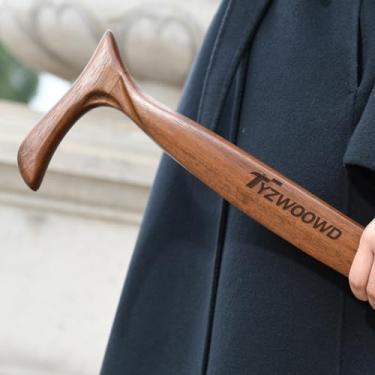 Imagem de TYZWOOWD Bengalas de caminhada para homens, bastões de madeira para idosos, feitos à mão, ergonômicos, revestimento de óleo de cera de madeira para equilíbrio de idosos, muletas para adultos - ótima