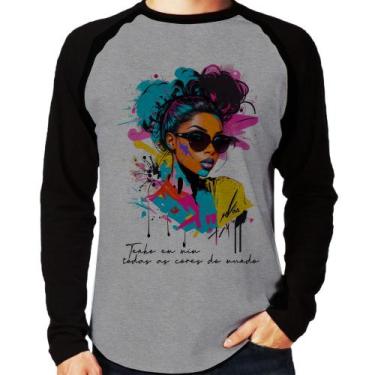 Imagem de Camiseta Raglan Tenho em mim todas as cores do mundo Manga Longa - Foc