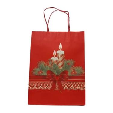 Imagem de Sacola de Papel - Vela de Natal - Ref 4143 - 10 UN - 17,5x8,5x21,5cm -