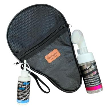 Imagem de Kit Completo Drivespin Tênis de Mesa Profissional: Spray Limpador de Borracha + Cola Adesiva Para Raquete Pingue Pongue + Bolsa Capa Case Protetora Premium