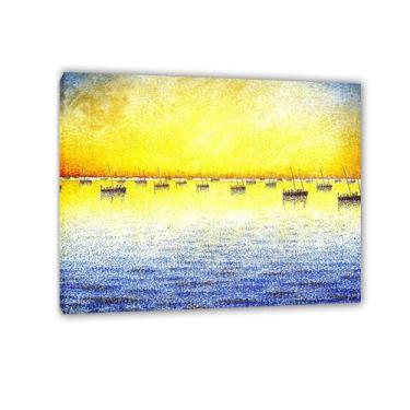 Imagem de Reprodução de pintura famosa, pesca de sardinha, pôster de Concarneau, arte de parede impressa em tela, arte de parede vintage para sala de estar 20x25 cm emoldurada