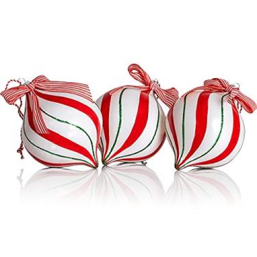 Imagem de Ornatividade Peppermint Candy Ornament Set – Natal Candy Cane Shatterproof Candy Balls Hanging Ornaments for Indoor or Outdoor Christmas Tree – 1 Dúzi