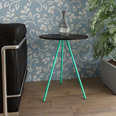Imagem de Mesa Lateral Gabriela Wood Preto e Azul Turquesa