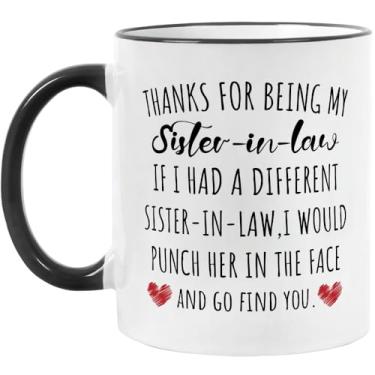 Imagem de Fatbaby Caneca de café engraçada Sister In Law, presentes de aniversário, Natal, Dia das Mães para a melhor irmã em lei Ever xícara de chá 325 ml