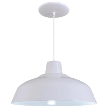 Imagem de Lustre Pendente Luminária Retrô 34cm 40cm em Alumínio Com Interior Branco Brilho e Fiação Bivolt Retro 110v 220v (Branco Brilhante, 40cm)