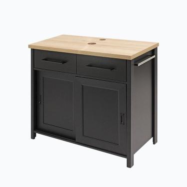 Imagem de Gabinete Armário para Banheiro 78,30 Cm X 85 Cm X 44,60 Cm Preto/Bege