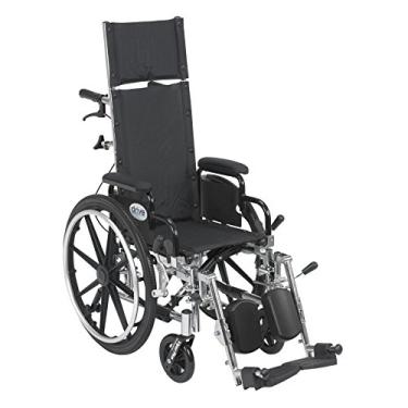 Imagem de Cadeira de rodas Drig Medical Viper Plus leve reclinável com legging elevadora e vários estilos de braço virado para trás, preta, Preto, 12 Inch