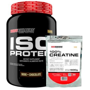 Imagem de Kit Iso Protein 900g + Creatina 100% 500g - Bodybuilders (Médio, Chocolate)