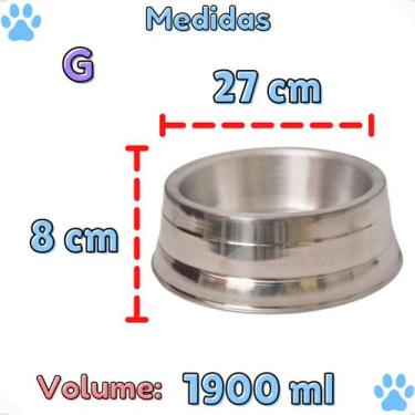 Imagem de Comedouro Pesado Polido de Alumínio Para Cães Pote De Ração Resistente