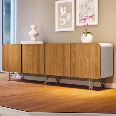 Imagem de Aparador Buffet Sala Saluti Com 4 Portas E Pés Em Aço Off White/cinamomo