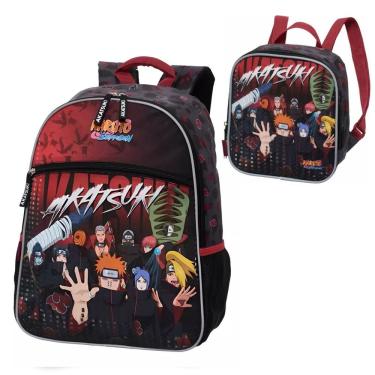 Imagem de Kit Mochila E Lancheira Escolar Naruto Akatsuki Rising