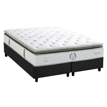 Imagem de Cama Box King: Colchão Molas Masterpocket Ensacadas Herval Imperatore Gold C1655 + Base Crc Suede Gray (193x203x34)
