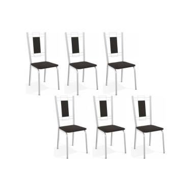 Imagem de Kit 6 Cadeiras Sala Jantar Florença C005 6 Un Cromada Preto 110