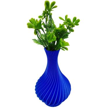 Imagem de Vaso Espiral 3d Plantas Decorativo 18 Cm Azul Brilhante