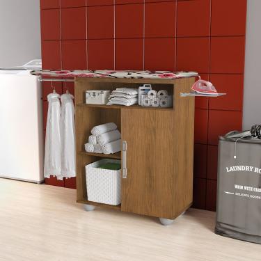 Imagem de Tábua De Passar Roupas Clean Com Organizador E Cabideiro Freijó