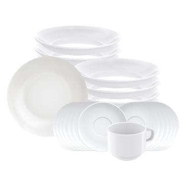Imagem de Jogo De Pratos De Sobremesa E Xícaras 24 Peças Leonora Em Porcelana Branco - Tramontina