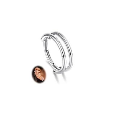 Imagem de Beautidots G23 titânio 1 peça piercing concha cartilagem brincos 16G CZ duplo/triplo argola tragus daith helix brincos para mulheres clicker septo anéis 8 mm 10 mm 12 mm, 16G-8MM, Titânio, Sem Pedra