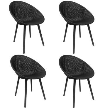 Imagem de Kit Com 4 Cadeiras Para Jardim E área Externa Drops Preto