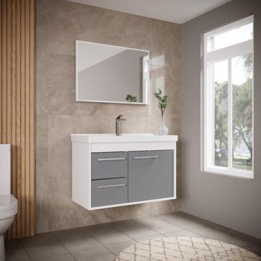 Imagem de Conjunto Gabinete de Banheiro em Mdf com Espelheira Potenza - Riverzza