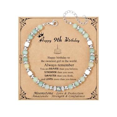 Imagem de JoycuFF Presentes de aniversário para mulheres, pulseira de pedra da lua, decorações de feliz aniversário, presentes exclusivos, amazonita, pedra da lua, pulseiras para sua melhor amiga, irmã, filha