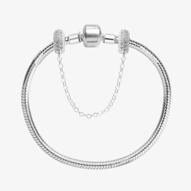 Imagem de Kit Pulseira de Berloque Tradicional e Corrente de Segurança Cravejada
