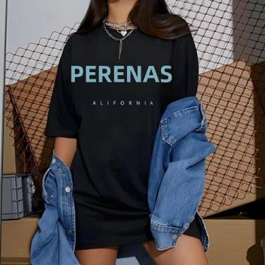 Imagem de Camiseta Oversized Feminina Los Angeles - Manga Curta Respirável - Est