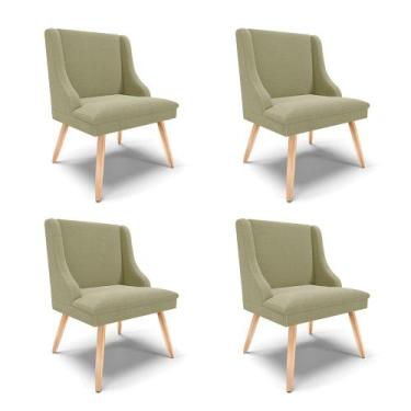 Imagem de Cadeira Sala de Jantar Pé Palito Natural Kit 4 Liz Bouclê Pistache D03