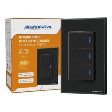 Imagem de Interruptor Inteligente 4x2 Zigbee 3.0 3 Teclas Físicas Novadigital Fzb-3 Automação Tuya E Smart Life Compatível Com Alexa E Google Home Corrente Nominal 10a Bivolt 110v/220v Cor Preto