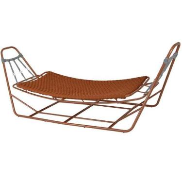 Imagem de Balanço Rede BBB Tricô Náutico Trama Fechada Com Suporte de Alumínio -