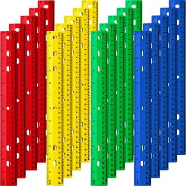 Imagem de TaoBary 60 réguas de plástico de 30 cm para sala de aula, réguas retas para estudantes, com polegadas e centímetros para estudantes, material escolar