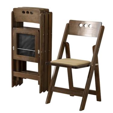 Imagem de GTNSAFP Cadeira dobrável de madeira com almofada macia, simples e elegante, confortável e durável, adequada para casamentos, banquetes e eventos, sem necessidade de montagem, madeira frutífera com