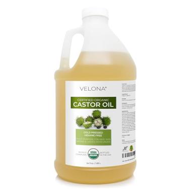 Imagem de velona Óleo de Rícino Orgânico Certificado Pelo Usda - 64 Onças | para Cabelo, Aumenta Cílios, Sobrancelhas | Óleo Natural Prensado A Frio, Grau Usp | Livre de Hexano