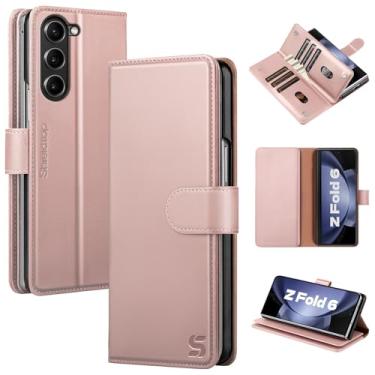 Imagem de Shieldtop Capa carteira compatível com Samsung Galaxy Z Fold 6 com suporte para caneta S, capa de telefone de couro PU com bloqueio de RFID, alça de pulso com zíper, compartimentos para cartão de